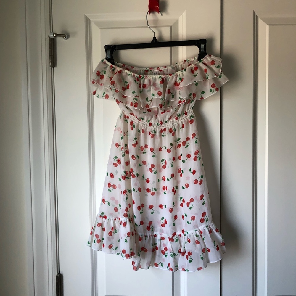Strapless baby doll top, cherries 🍒 print, sheer